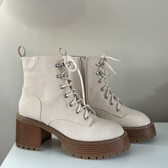 MIA Shoes - Elija Ivory Snake Boots
